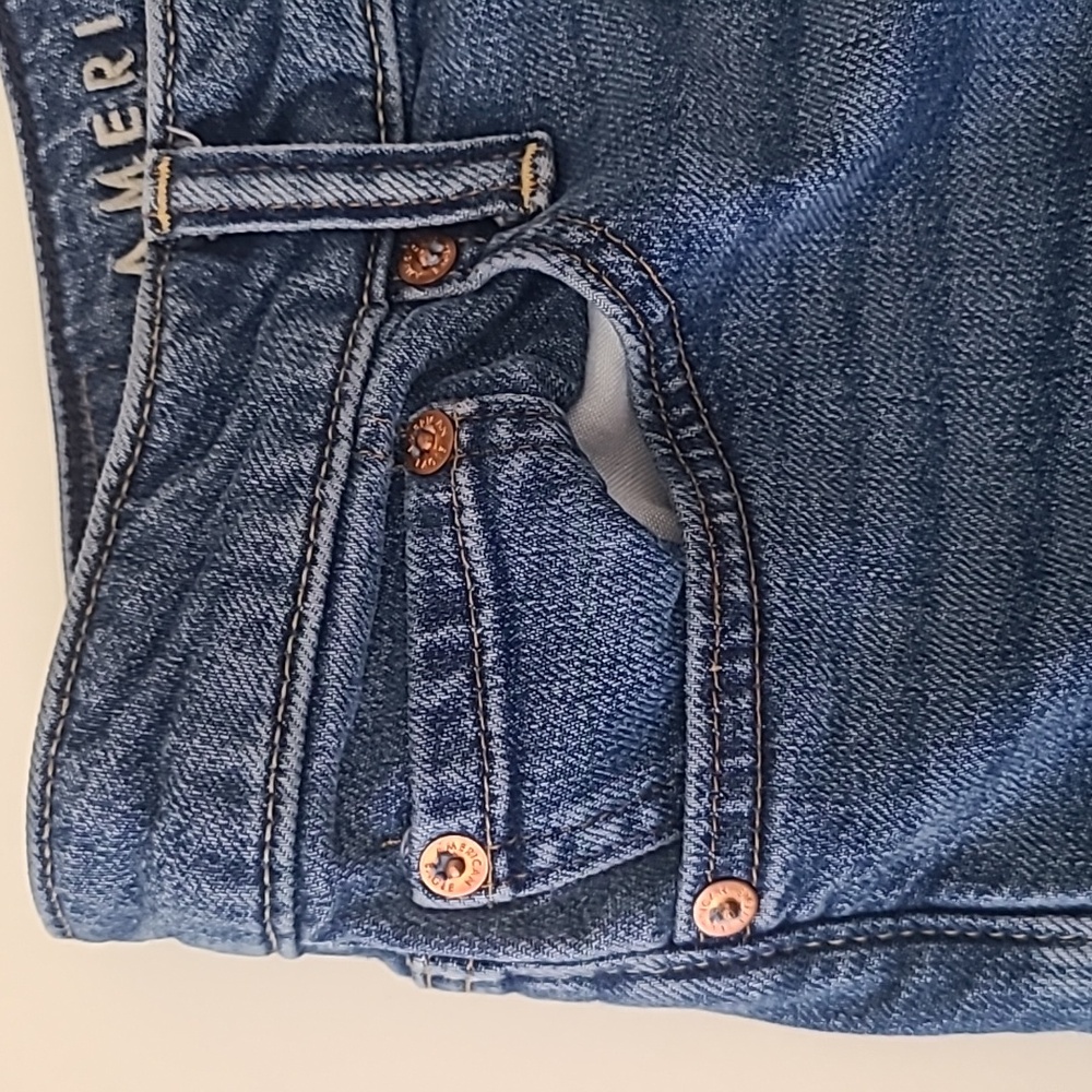 American Eagle Women Jeans 26x28 Blue Athletic Fit Flex Skinny Distressed Teen - Picture 9 of 12